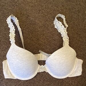 Aerie Soft Gray Lace Accent Bra
